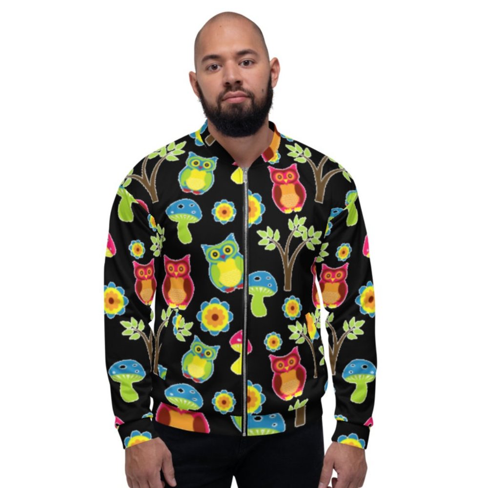 Cute Owl Wallpaper Pattern Bomber Jacket